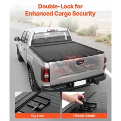 VEVOR Retractable Tonneau Cover, 5.5 ft Hard Tonneau Cover with Built-in Drainage Pipe for 2022 - 2024 Toyota Tundra Crew Cab w/ Deck Rail System , Hard Tonneau Cover with Double-Lock & T-Slot