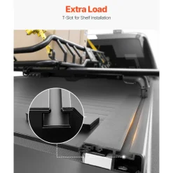 VEVOR Retractable Tonneau Cover, 5.5 ft Hard Tonneau Cover with Built-in Drainage Pipe for 2022 - 2024 Toyota Tundra Crew Cab w/ Deck Rail System , Hard Tonneau Cover with Double-Lock & T-Slot