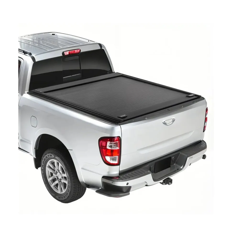 VEVOR Retractable Tonneau Cover, 5.5 ft Hard Tonneau Cover with Built-in Drainage Pipe for 2022 - 2024 Toyota Tundra Crew Cab w/ Deck Rail System , Hard Tonneau Cover with Double-Lock & T-Slot