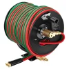 VEVOR Retractable Welding Hose Reel, 1/4-Inch x 50FT Twin Oxygen Acetylene Rubber Hose Max 300PSI - T Grade, Ceiling/Wall Mount Heavy Duty Steel Hose Reel Auto-Rewind, Ideal for Workshops Garages