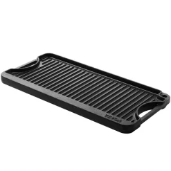 VEVOR Reversible Grill/Griddle, 20x10 inch Pre-Seasoned Cast Iron Griddle, Portable Rectangular Pan with Handle, Family Cookware for Indoor/Outdoor Stove Top Burner, Gas, Camping BBQ, Black
