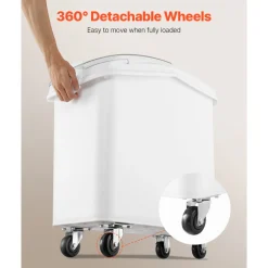 VEVOR Rice Storage Container, 21Gallon/80L Capacity Large Dog Food Dispenser Bin, Kitchen Ingredient Grain Cereal Flour Bin, Pet food Containers with Wheels, Scoop, and Airtight Lid, 1 Pack