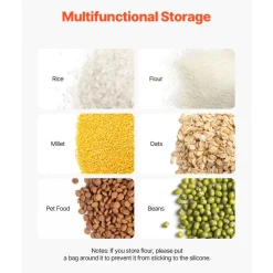 VEVOR Rice Storage Container, 3.5Gal/15Lx2 + 4.5Gal/20Lx2 Large Dog Food Dispenser Bin, Kitchen Ingredient Grain Cereal Bin, Pet food Containers with Wheels, 4 Measuring Cups, Airtight Lid, 4 Pack