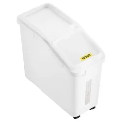 VEVOR Rice Storage Container, 3.5Gal/15Lx2 + 4.5Gal/20Lx2 Large Dog Food Dispenser Bin, Kitchen Ingredient Grain Cereal Bin, Pet food Containers with Wheels, 4 Measuring Cups, Airtight Lid, 4 Pack