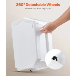 VEVOR Rice Storage Container, 4.5Gallon/20L x2 Capacity Large Dog Food Dispenser Bin, Kitchen Ingredient Grain Cereal Flour Bin, Pet food Containers with Wheels, 2 Measuring Cups, Airtight Lid, 2 Pack