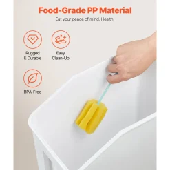 VEVOR Rice Storage Container, 4.5Gallon/20L x2 Capacity Large Dog Food Dispenser Bin, Kitchen Ingredient Grain Cereal Flour Bin, Pet food Containers with Wheels, 2 Measuring Cups, Airtight Lid, 2 Pack