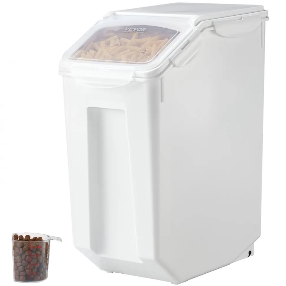 VEVOR Rice Storage Container, 4.5Gallon/20L Capacity Large Dog Food Dispenser Bin, Kitchen Ingredient Grain Cereal Flour Bin, Pet food Containers with Wheels, Measuring Cup, Airtight Lid, 1 Pack