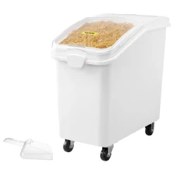VEVOR Rice Storage Container, 27Gallon/100L Capacity Large Dog Food Dispenser Bin, Kitchen Ingredient Grain Cereal Flour Bin, Pet food Containers with Wheels, Scoop, and Airtight Lid, 1 Pack