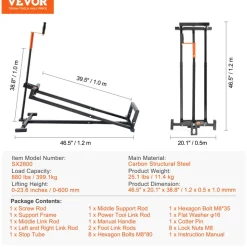 VEVOR Ride on Lawn Mower Lift Jack, 880 Lbs Weight Capacity, Telescopic Maintenance Jack with Crank Handle & Power Tool Handle, Foldable Lawn Tractor Lifter for Lawn Mowers and Garden Tractors, Black