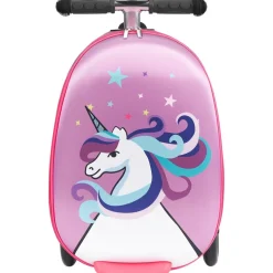 VEVOR Ride-on Luggage, 20 L Capacity, 20 Inches Kids Scooter Suitcase with Flash PU Wheels, Adjustable Handle & TPR Non-Slip Grip, Foldable & Lightweight Scooter Luggage for Kids Aged 5+, Purple