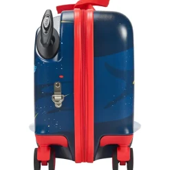VEVOR Ride-on Luggage, 26 L Capacity, 18 Inches Tow Along Toddler Carry on Luggage with Wheels, Adjustable Shoulder Strap, Lightweight Kids Riding Suitcase for Boys & Girls Aged 3+, Blue & White