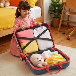 VEVOR Ride-on Luggage, 20 L Capacity, 20 Inches Kids Scooter Suitcase with Flash PU Wheels, Adjustable Handle & TPR Non-Slip Grip, Foldable & Lightweight Scooter Luggage for Kids Aged 5+, Pink