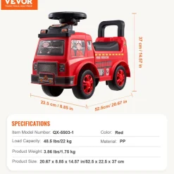 VEVOR Ride On Push Car for Toddlers, Ages 1-3, Ride Racer, Sit to Stand Toddler Ride On Toy, Classic Kids Ride On Car with Music Steering Wheel & Under Seat Storage, Ride On Toy for Boys Girls, Red
