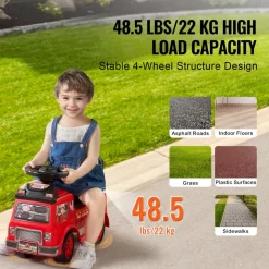 VEVOR Ride On Push Car for Toddlers, Ages 1-3, Ride Racer, Sit to Stand Toddler Ride On Toy, Classic Kids Ride On Car with Music Steering Wheel & Under Seat Storage, Ride On Toy for Boys Girls, Red