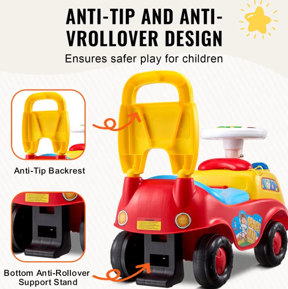VEVOR Ride On Push Car for Toddlers, Ages 1-3, Ride Racer, Sit to Stand Toddler Ride On Toy, Classic Kids Ride On Car with Music Steering Wheel, Horn & Under Seat Storage, Ride On Toy for Boys Girls