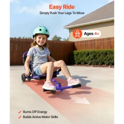 VEVOR Ride on Scooter 150 lbs Swing Side-to-Side for Amazing Riding Purple, for Ages 4+, Powered by Zig-Zag Motion, Ride on Toy with 3 Adjustable Length, Hand Brake, for Hard Surface Indoor & Outdoor