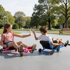 VEVOR Ride on Scooter 150 lbs Swing Side-to-Side for Amazing Riding Blue, for Ages 4+, Powered by Zig-Zag Motion, Ride on Toy with 3 Adjustable Length, Brake Lever, Hard Surface Indoor & Outdoor