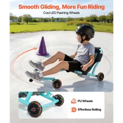 VEVOR Ride on Scooter 132 lbs Swing Side-to-Side for Amazing Riding Red, for Ages 4+, Powered by Zig-Zag Motion, Ride on Drifting Toy, with Adjustable Length, for Hard Surface, Indoor & Outdoor