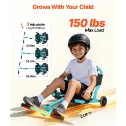 VEVOR Ride on Scooter 132 lbs Swing Side-to-Side for Amazing Riding Red, for Ages 4+, Powered by Zig-Zag Motion, Ride on Drifting Toy, with Adjustable Length, for Hard Surface, Indoor & Outdoor