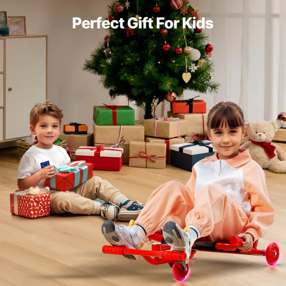 VEVOR Ride on Scooter, Load Capacity of 132 lbs, Swing Side-to-Side for Amazing Ride Powered by Zig-Zag Motion, Ride on Drifting Toy for Ages 4+, Rides on Any Hard Surface for Indoor & Outdoor, Red
