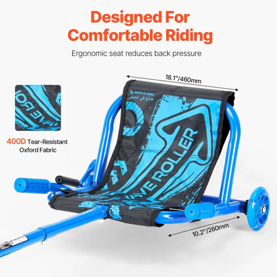VEVOR Ride on Scooter, Load Capacity of 132 lbs, Swing Side-to-Side for Amazing Ride Powered by Zig-Zag Motion, Ride on Drifting Toy for Ages 4+, Rides on Any Hard Surface for Indoor & Outdoor, Blue