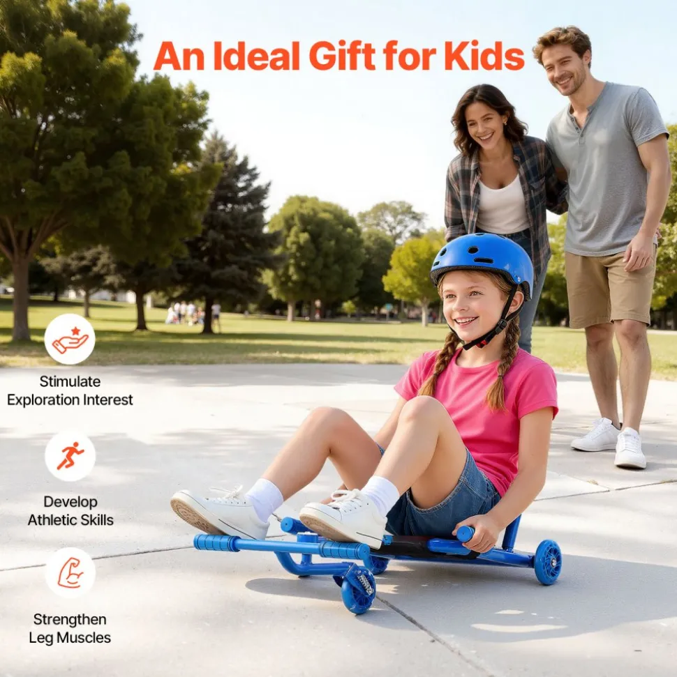 VEVOR Ride on Scooter, Load Capacity of 132 lbs, Swing Side-to-Side for Amazing Ride Powered by Zig-Zag Motion, Ride on Drifting Toy for Ages 4+, Rides on Any Hard Surface for Indoor & Outdoor, Blue