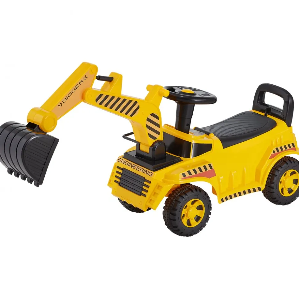 VEVOR Ride On Toddler Car, Push Car for Toddler 19 to 36 Months, Excavator Digger Toy with Helmet & Music, 55 lbs Load Capacity, Foot-to-Floor Walker for Kids, Yellow