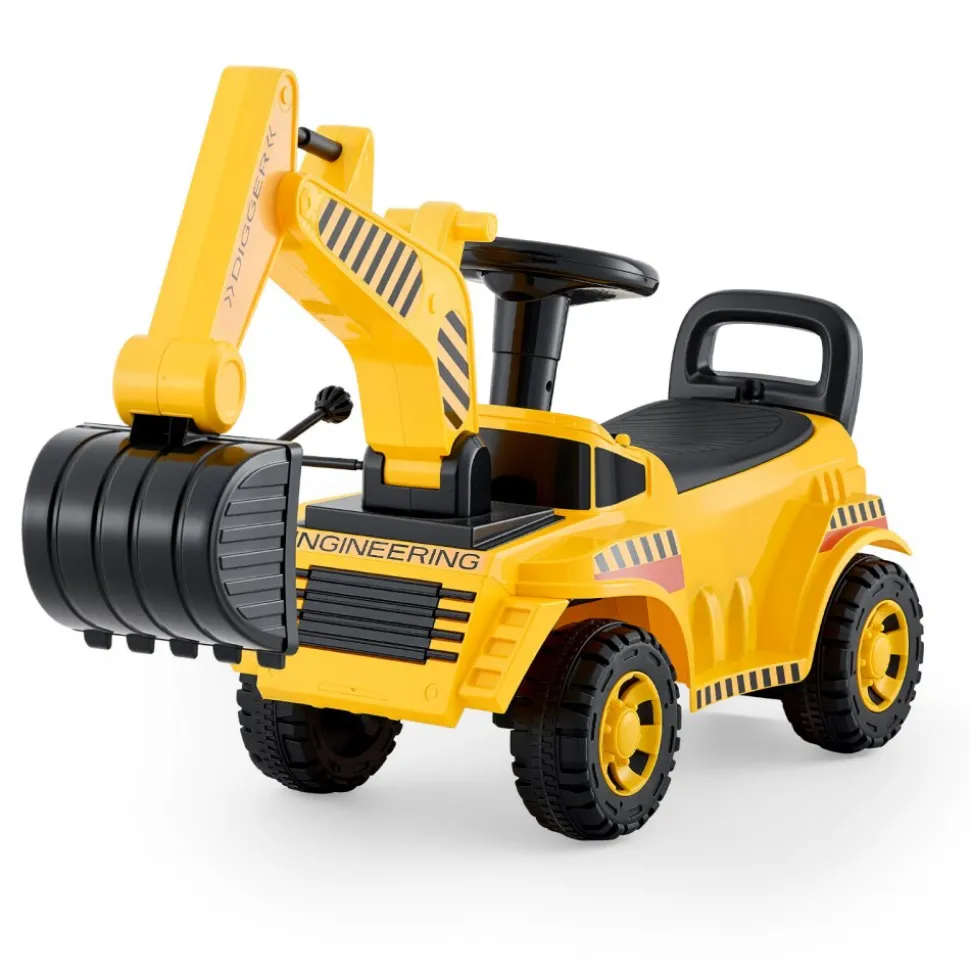 VEVOR Ride On Toddler Car, Push Car for Toddler 19 to 36 Months, Excavator Digger Toy with Helmet & Music, 55 lbs Load Capacity, Foot-to-Floor Walker for Kids, Yellow
