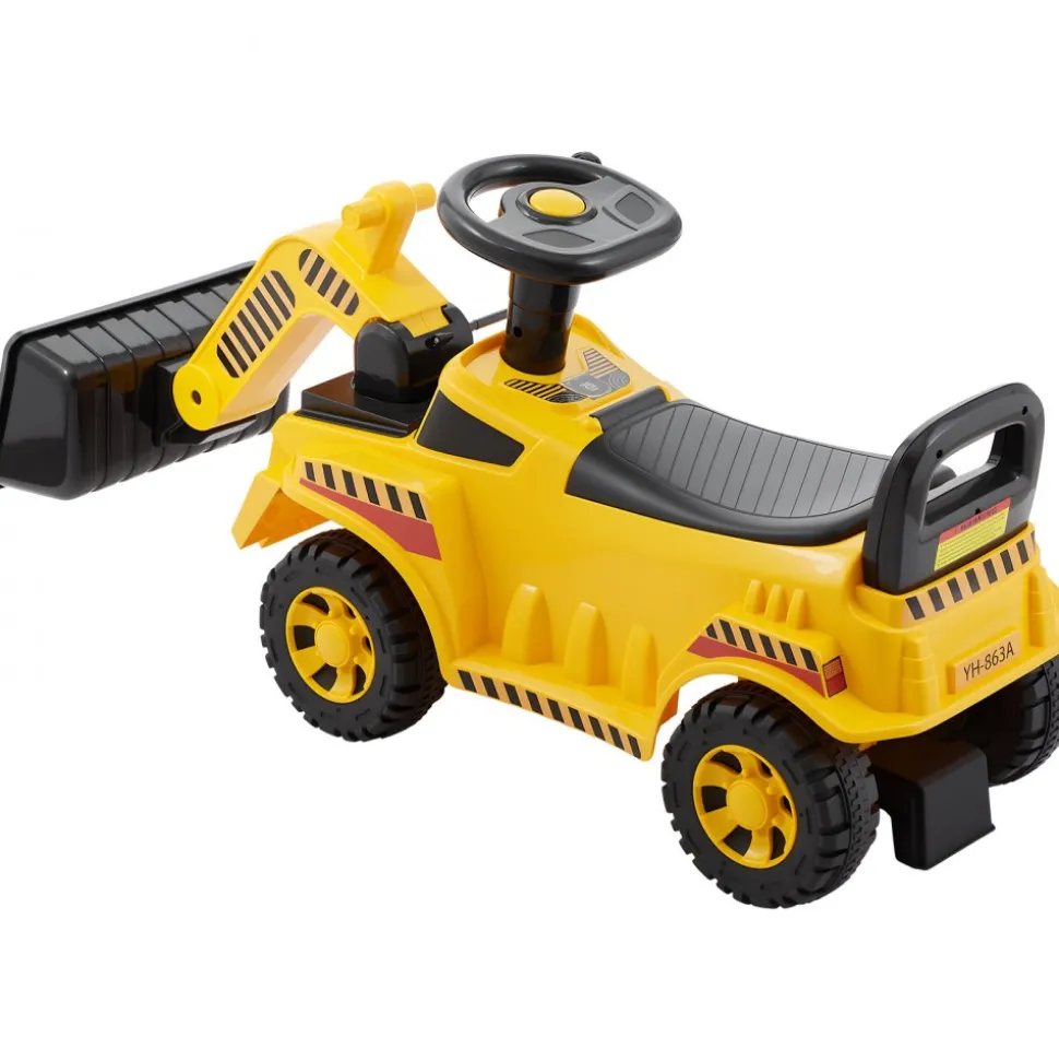 VEVOR Ride On Toddler Car, Ride on Excavator Car for Toddler 19 to 36 Months, Excavator Bulldozer Digger Toy with Under-seat Storage & Music, 55 lbs Load Capacity, Foot-to-Floor Walker for Kid, Yellow