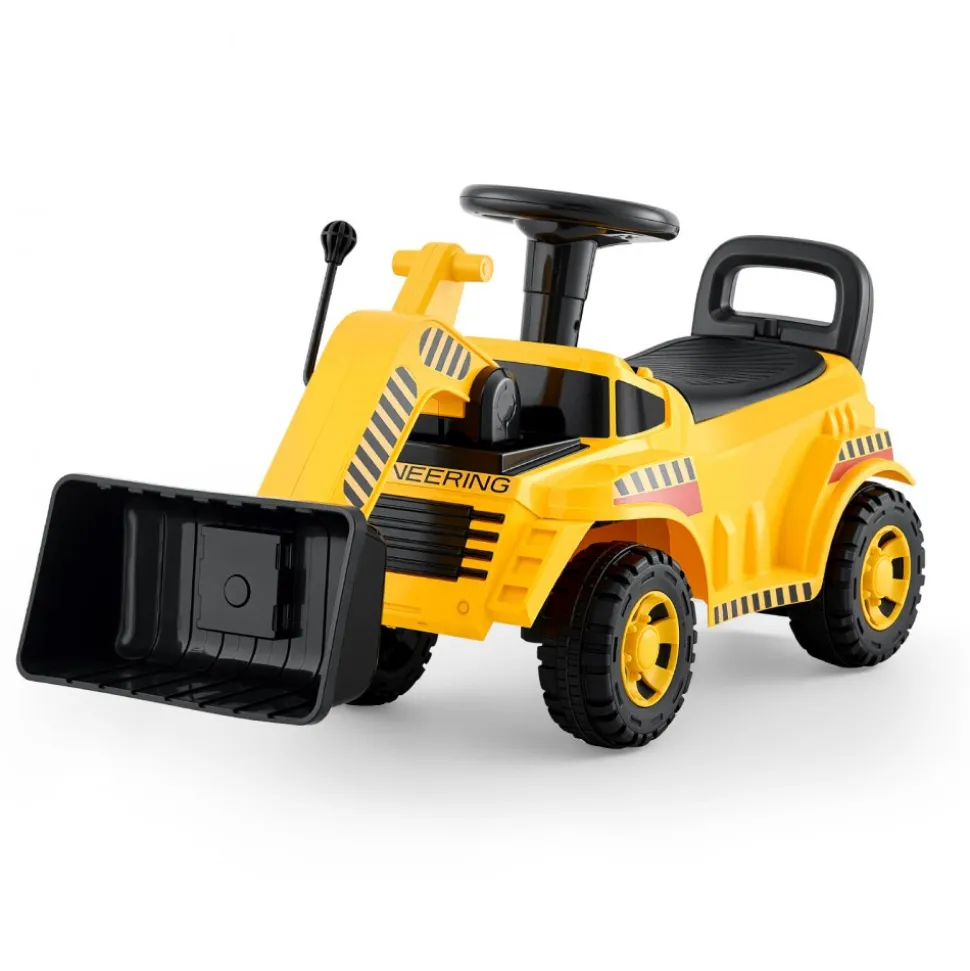 VEVOR Ride On Toddler Car, Ride on Excavator Car for Toddler 19 to 36 Months, Excavator Bulldozer Digger Toy with Under-seat Storage & Music, 55 lbs Load Capacity, Foot-to-Floor Walker for Kid, Yellow