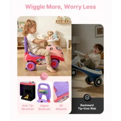 VEVOR Ride On Toddler Push Car, Push Car for Toddler 19 to 36 Months, Kids Ride On Toy with Horn & Music, 48.5 lbs Load Capacity, Under-seat Storage, Foot-to-Floor Walker for Toddlers Boys Girls, Pink