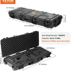 VEVOR Rifle Case, Rifle Hard Case with 3 Layers Fully-protective Foams, 42 inch lockable Hard Gun Case with Wheels, IP67 Waterproof & Crushproof, for Two Rifles or Shotguns, Airsoft Gun