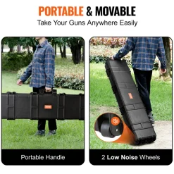 VEVOR Rifle Case, Rifle Hard Case with 3 Layers Fully-protective Foams, 50 inch lockable Hard Gun Case with Wheels, IP67 Waterproof & Crushproof, for Two Rifles or Shotguns, Airsoft Gun