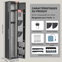 VEVOR 3 Rifles Gun Safe, Rifle Safe with Lock & Digital Keypad, Quick Access Gun Storage Cabinet with Removable Shelf, Pistol Rack, Rifle Cabinet for Home Rifle and Pistols