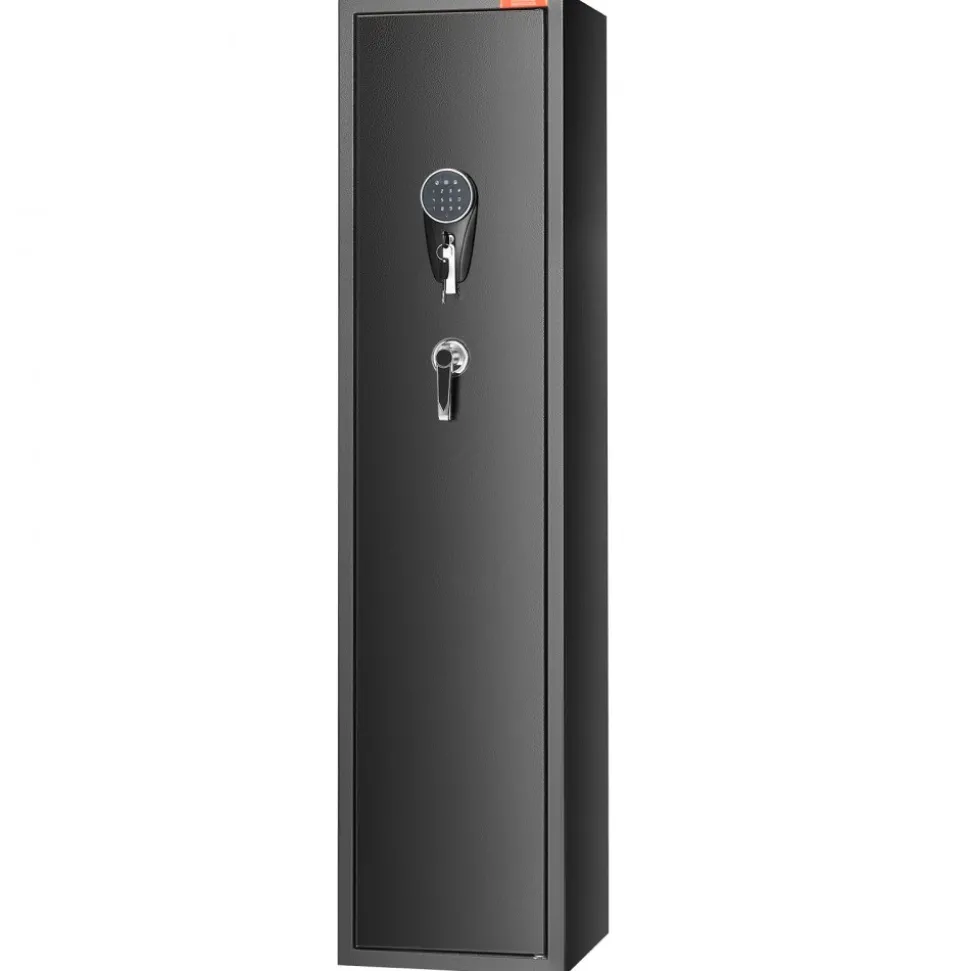 VEVOR 7-8 Rifles Gun Safe, Rifle Safe with Digital Keypad & Lock, Gun Storage Cabinet with Built-in Storage Locker, Removable Storage Shelf for Home Long Gun and Pistols