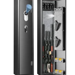 VEVOR 5 Rifles Gun Safe, Rifle Safe with Fingerprint Lock, Quick Access Gun Storage Cabinet for Shotguns with Removable Shelf, Pistol Rack, Ammo Storage Box for Home Long Gun and Pistols
