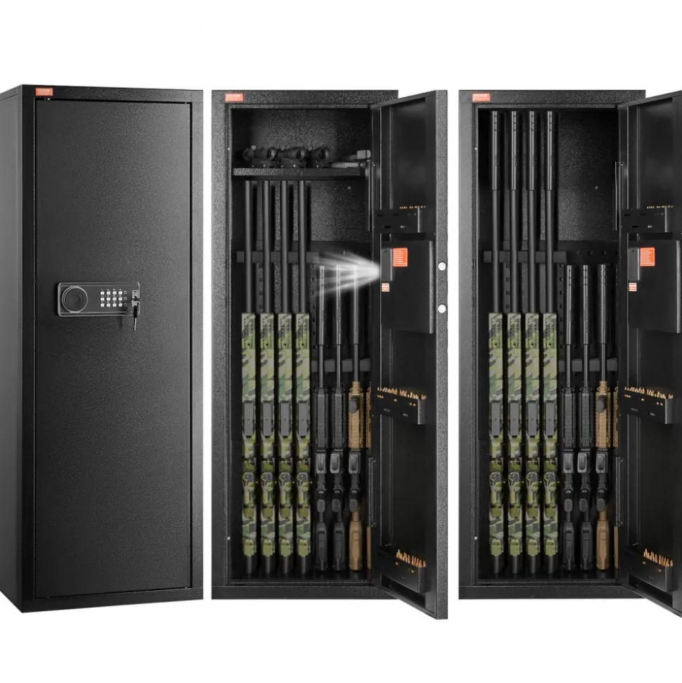 VEVOR 6-8 Rifles Gun Safe, Rifle Safe with Lock & Digital Keypad, Quick Access Tall Gun Storage Cabinet with Removable Shelf, Rifle Cabinet for Home Rifle and Shotguns