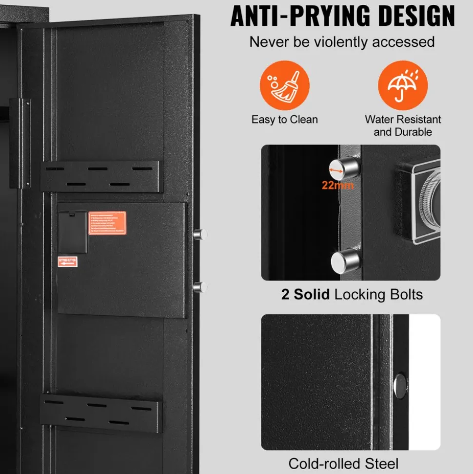 VEVOR 6-8 Rifles Gun Safe, Rifle Safe with Lock & Digital Keypad, Quick Access Tall Gun Storage Cabinet with Removable Shelf, Rifle Cabinet for Home Rifle and Shotguns