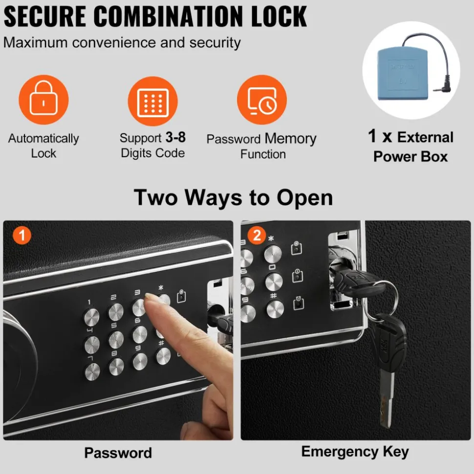 VEVOR 6-8 Rifles Gun Safe, Rifle Safe with Lock & Digital Keypad, Quick Access Tall Gun Storage Cabinet with Removable Shelf, Rifle Cabinet for Home Rifle and Shotguns