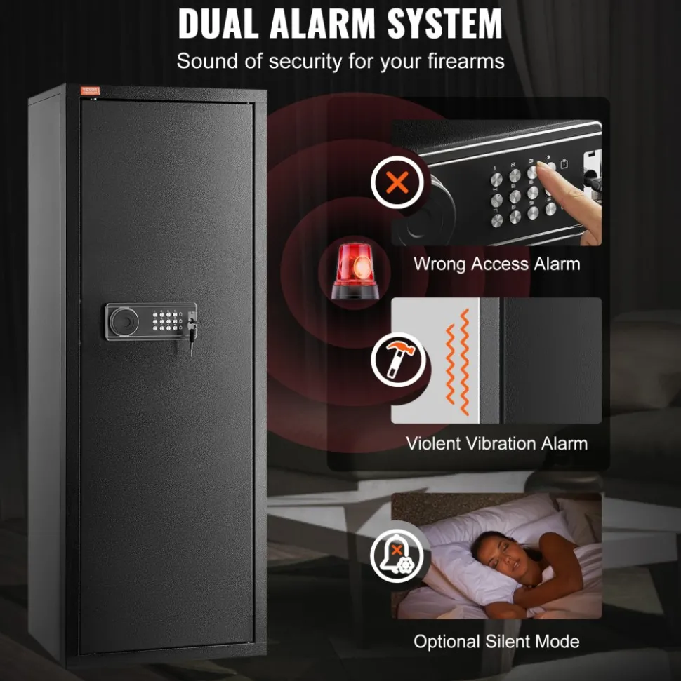 VEVOR 6-8 Rifles Gun Safe, Rifle Safe with Lock & Digital Keypad, Quick Access Tall Gun Storage Cabinet with Removable Shelf, Rifle Cabinet for Home Rifle and Shotguns
