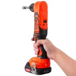 VEVOR Right Angle Drill, 3/8 Inch Chuck, 90 Degree Cordless Right Angle Drill with Brushless Motor, Battery, Charger, and Belt Clip, Adjustable Speed, for Fastening and Loosening in Tight Spaces