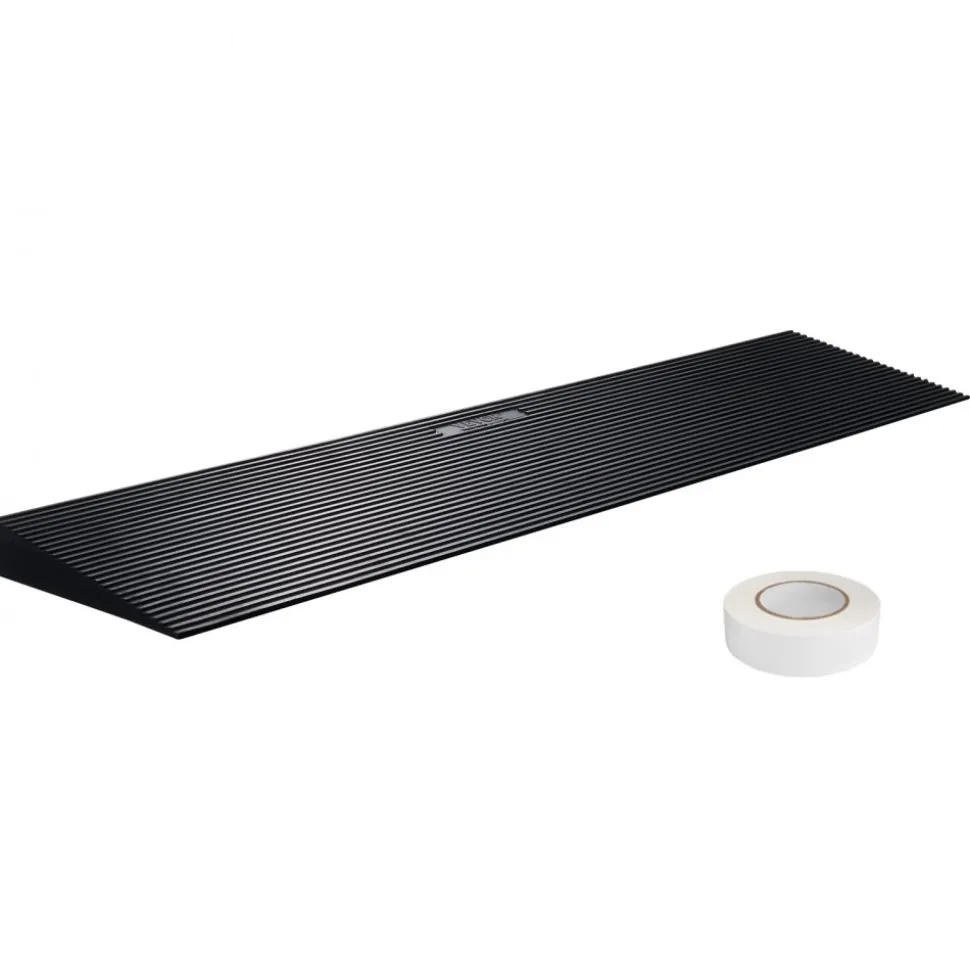 VEVOR 1.6" Rise Cuttable Threshold Ramp for Sweeping Robot, 35.4" Wide Natural Rubber Wheelchair Ramp, Non-Slip Solid Rubber Ramp with Double-Sided Tape for Doorways, Driveways, Bathroom, Smooth Tile