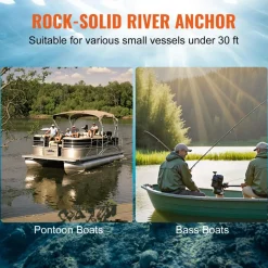 VEVOR River Anchor, 30 LBS Boat Anchor Cast Iron Black Vinyl-Coated, Marine Grade Mushroom Anchor for Boats Up To 30 ft, Impressive Holding Power in River and Mud Bottom Lakes