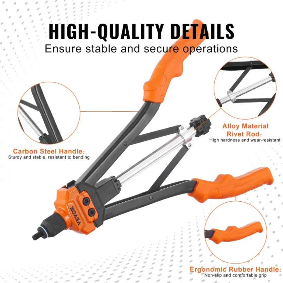 VEVOR Rivet Nut Tool, 16 inch Rivnut Tool Kit with 13PCS Metric and SAE Mandrels, 186PCS Rivet Nuts, Semi-auto Retraction, M3, M4, M5, M6, M8, M10, M12, 1/4-20, 5/16-18, 3/8-16, 1/2-13, 8-32, 10-24