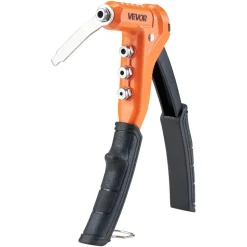 VEVOR Rivet Nut Tool Kit, 9-Inch One-Handed Rivnut Tool Kit, with 8 Mandrels, a Step Drill Bit and 80 Nuts, Metric and SAE Size M3, M4, M5, M6, 6-32, 8-32, 10-24, 1/4-20 UNC, with a Carrying Case