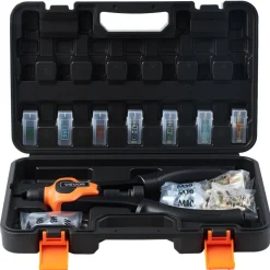VEVOR Rivet Nut Tool Kit, 14-Inch Two-Handed Rivnut Tool Kit, with 7 Mandrels and 70 Nuts, Metric and SAE Size M6, M8, M10, 10-24, 1/4-20, 5/16-18, 3/8-16 UNC, with a Carrying Case, for Home, Auto