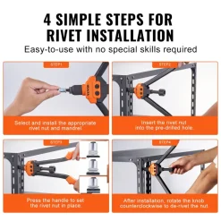 VEVOR 16" Rivet Nut Tool, Labor-Saving Rivnut Tool Kit with 13PCS Metric & SAE Mandrels, 186PCS Rivet Nuts,M3, M4, M5, M6, M8, M10, M12, 1/4-20, 5/16-18, 3/8-16,1/2-13, 8-32, 10-24 With Carrying Case