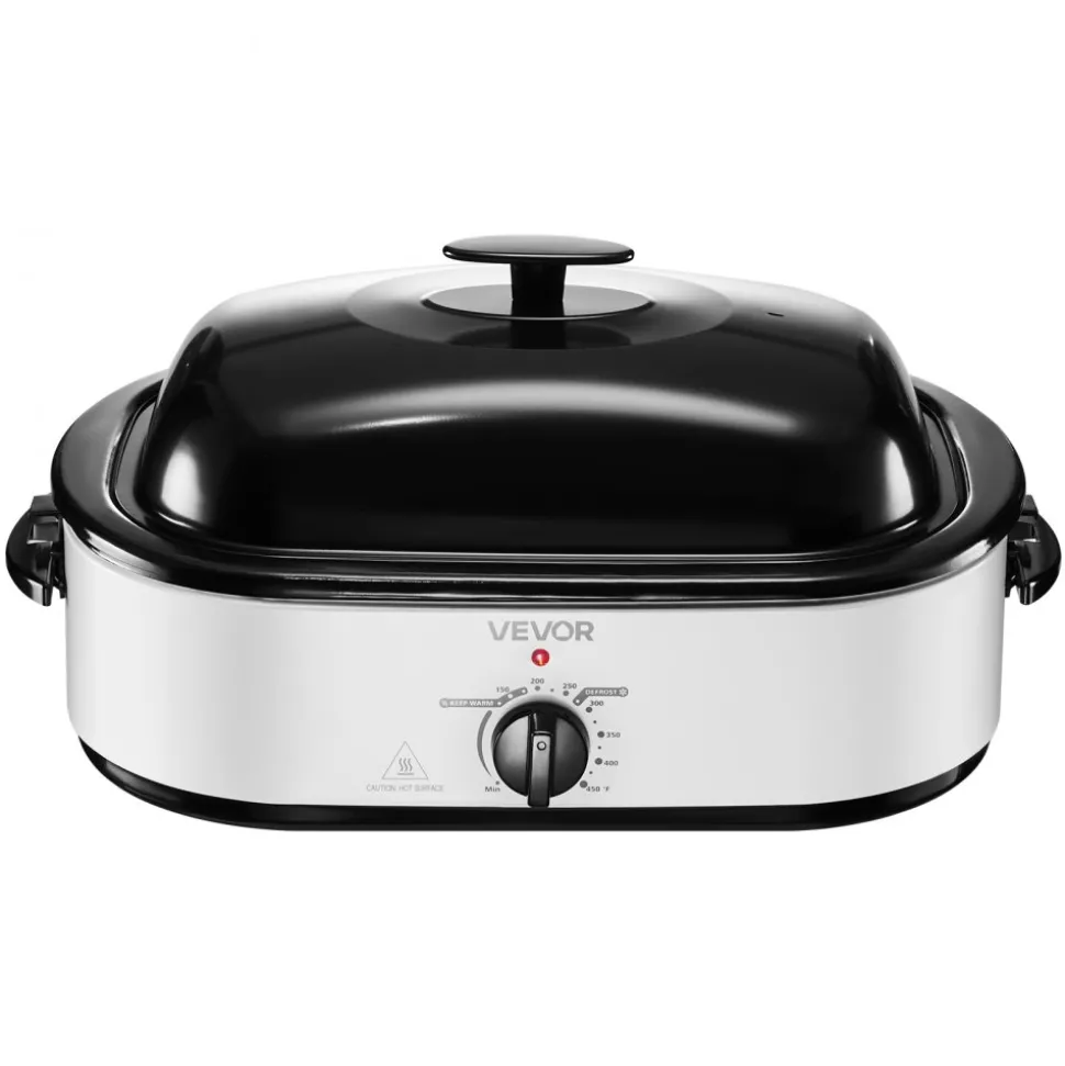 VEVOR Roaster Oven, 18QT Electric Roaster Oven, 150-450℉ Adjustable Temperature Electric Roasting Pan, Multifunctional Electric Roasters Oven with Self-Basting Lid, Removable Pan and Rack for Holiday