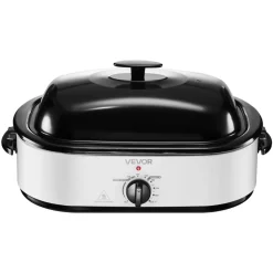VEVOR Roaster Oven, 18QT Electric Roaster Oven, 150-450℉ Adjustable Temperature Electric Roasting Pan, Multifunctional Electric Roasters Oven with Self-Basting Lid, Removable Pan and Rack for Holiday