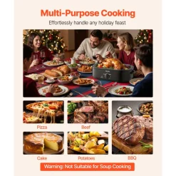 VEVOR Roaster Oven, 18QT Fast-Cooking Turkey Roaster, 150-450℉ Adjustable Temperature Turkey Oven with Self-Basting Lid, Removable Pan and Rack, Defrost & Warm Function, Electric Roasting Pan for Home